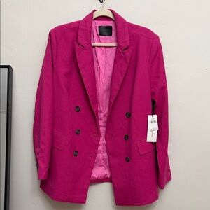 Vibrant Fuchsia Double-Breasted Blazer